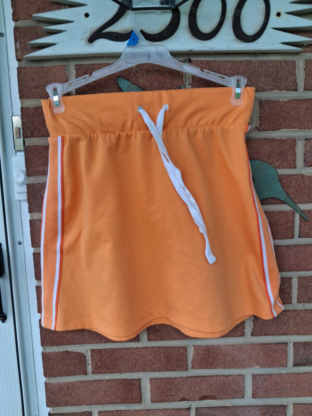 Wild Fable Orange Athletic Mini Skirt White Side Stripe Size M